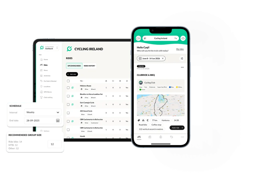 Cycling Ireland desktop and mobile app